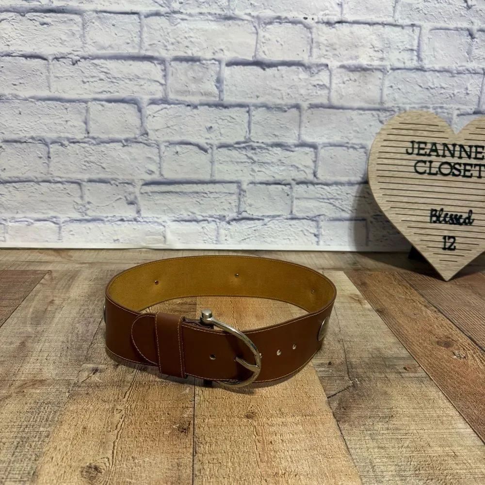 Vintage y2k express wide leather studded belt